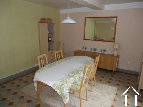The dining room in the house.