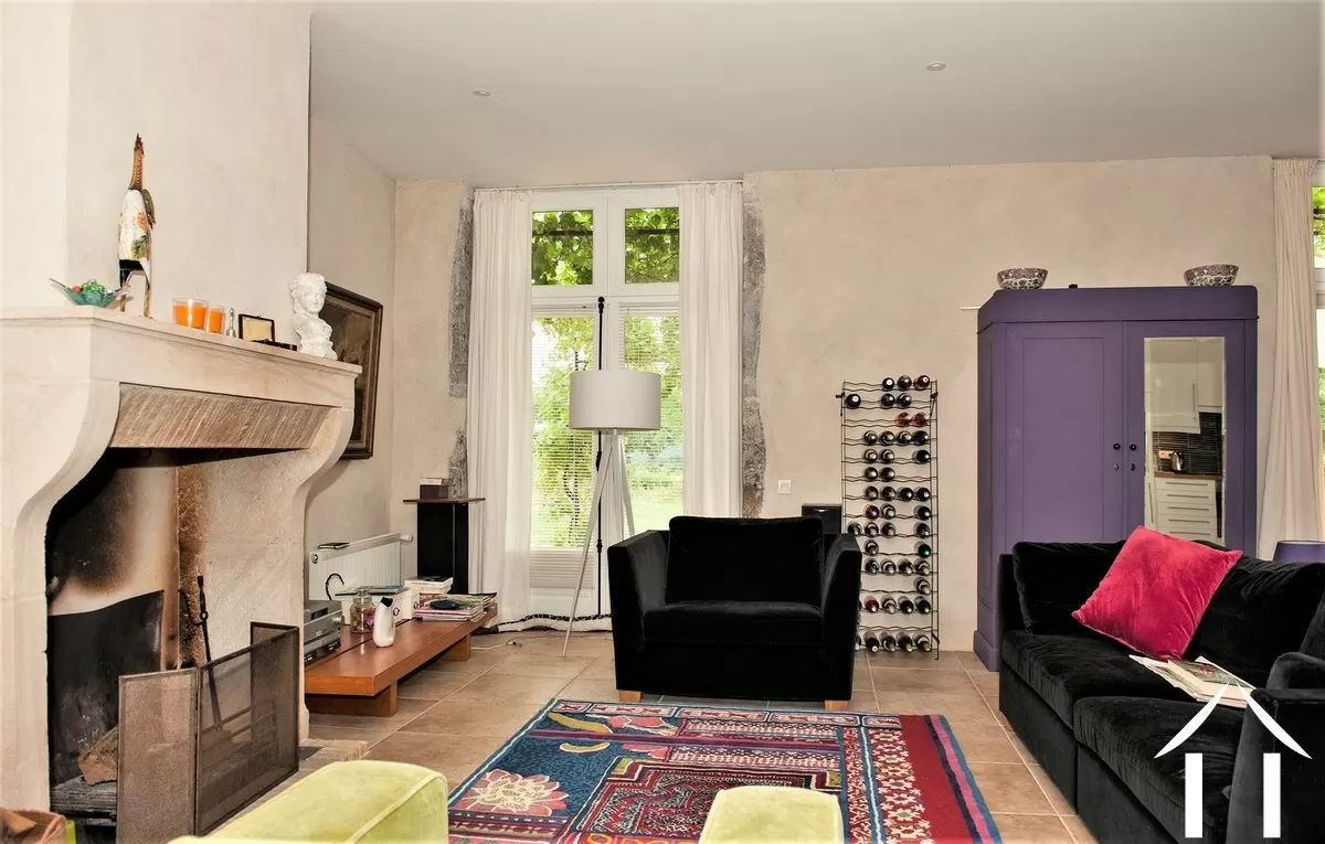 salon avec cheminée en pierre