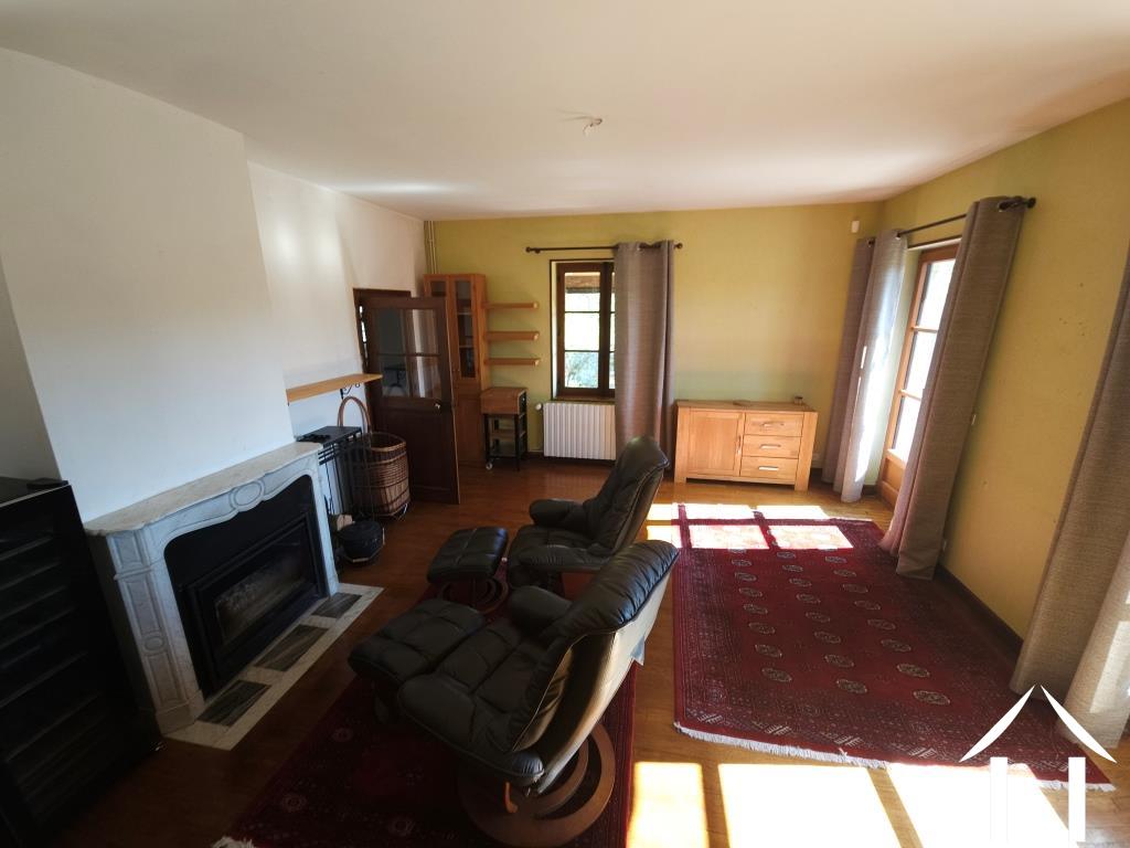 Salon avec cheminée et accès à la terrasse-balcony