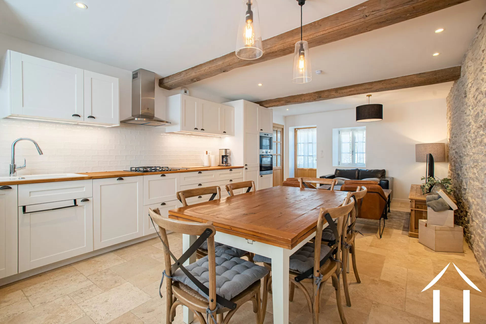 Guest house dining, living and kitchen