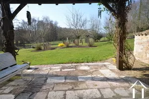 terrace in front of living room downstairs, view of garden