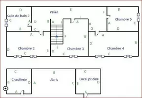 Plan de l'étage de la maison et dépendance