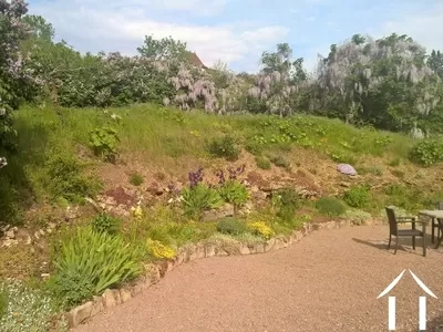 jardin ensoleillé à l'arrière
