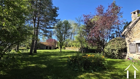 Jardin avec abri de jardin